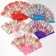 Fan plastic, textiles "Flower paradise" wide blades, sparkles mix 23 cm