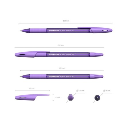 Ballic handle Erichkrause R-301 Violet Stick & Grip, Node 0.7 mm, ink light purple, rubber emphasis, letter line 2000 meters-1