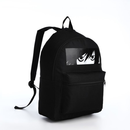 A backpack with a zipper, an outer pocket, black color "anime"-2