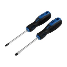 A set of screwdrivers of the tundra, CRV, chrome, magnet, 2k handles, PH2/SL6 x 100 mm, 2 pcs.