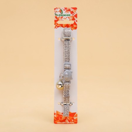 Koshachi collar "tenderness", with a bell and suspension, 30 x 1 cm, polyester, gray-5