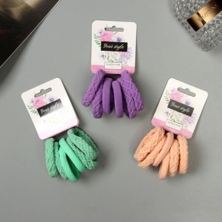 Hair elastic band "Sport" (set 6 pcs) Pattern style, 4.5 cm, mix-1