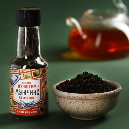 Black tea in a bottle "For a strong man", taste: Mint, 20 g (18+)-1
