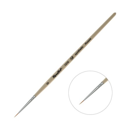 Rubloff brush red soft synthetics, round, series 1210 No. 0, a short handle is saturated with varnish, white clip