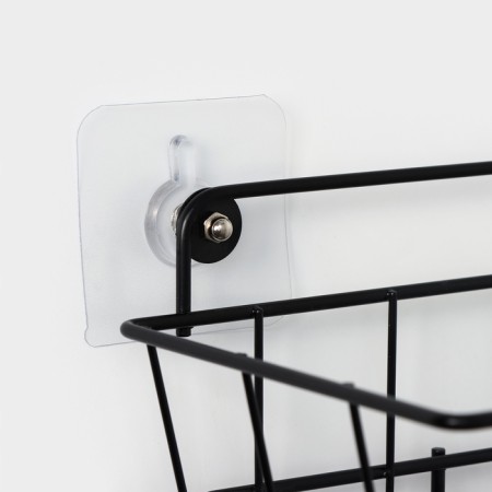 Basket with 2 hooks, 31.5 × 13 × 20 cm, black color-5
