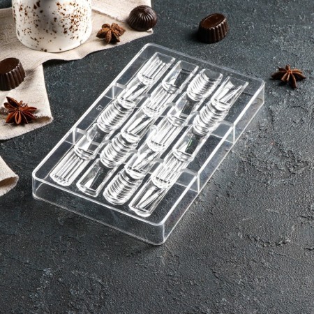 Form for chocolate and sweets “Figure Bank”, 20 cells, 20 × 12 × 2.5 cm, cell 3.3 × 1.6 × 0.8 cm-1
