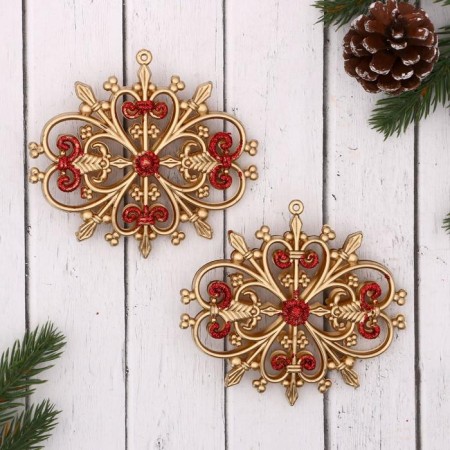 Jerk decoration "Royal Snowflake" (set 2 pcs) 11x9 cm, mix