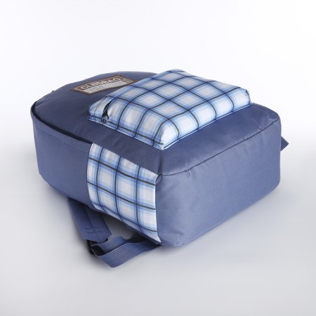 Set of a backpack with a zipper, core, bag, cosmetic bag, blue color-4