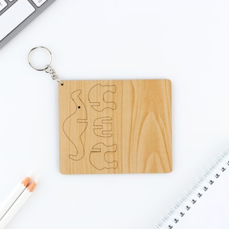 Key keychain wooden designer "Dinosaur", 6.9 x 4 cm-5