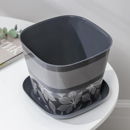 Pot with the pallet "Listopad", 2.5 l, the color is dark gray-1