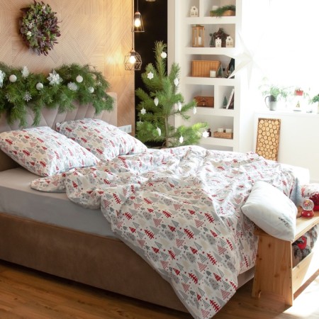 Bed linen "Ethel" duet New Year’s Pattern 143x215 cm - 2 pcs, 220x240 cm, 70x70 cm - 2 pcs, calico-3