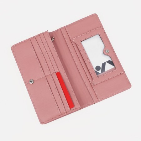 Women's wallet on the button, pink color-2