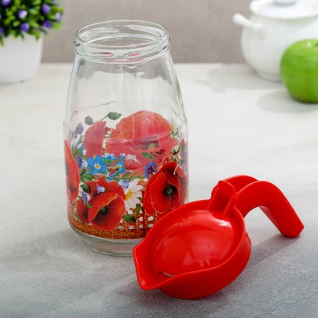 Jug "poppies", glass, 1.5 l, with a lid-2