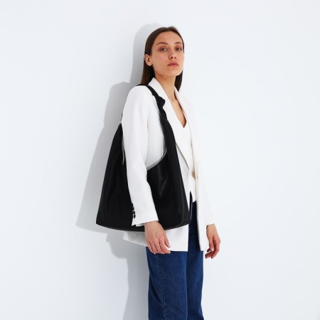 Shopper bag, outer pocket, black color-6