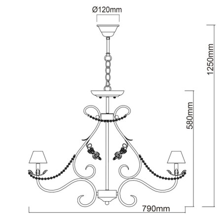 Valencia chandelier, size 80x140x80 cm, 320W 8xe14 IP 20-9