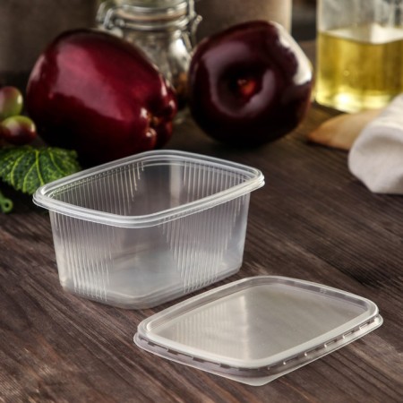 A disposable plastic container with a lid, 10 pcs, 250 ml, 10.8 × 8.2 × 4.6 cm, the color is transparent-1