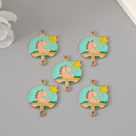 Decor for creativity metal, enamel "Dinosaur and asterisk" 2.7x2.1 cm-2