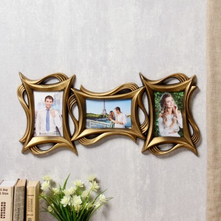Photo frame plastic in 3 photos 10x15 cm "smooth lines" T. Zoloto 25x55.5 cm