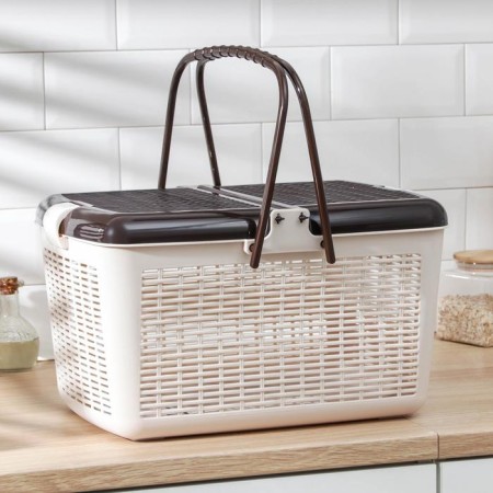 Picnic basket, 45 × 30 × 24 cm, color is light brown-3