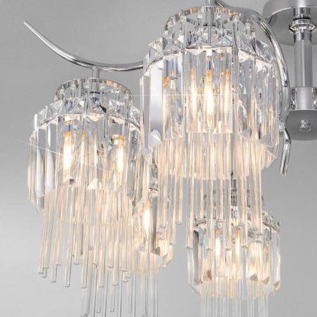 SEVILIA chandelier, 8x60W E14, chromium color-1