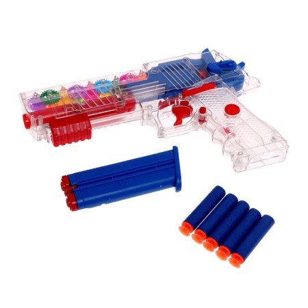 Techno pistol, with gears, shoots soft bullets, light, sound-3