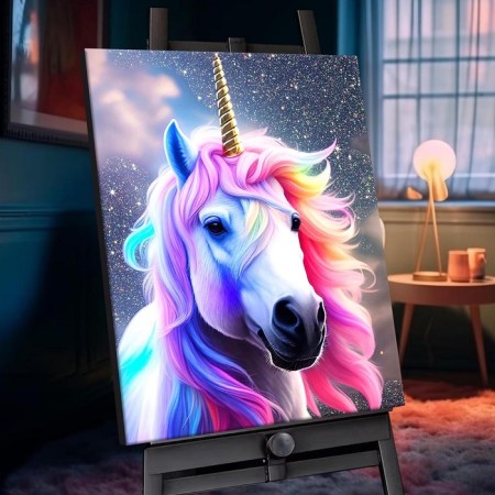 Picture on numbers with crystals from crystal "Unicorn" 29 colors, 40 × 50 cm