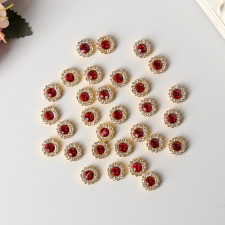 Decor for creativity plastic "Deep red flower" set 30 pcs 1x1x0.5 cm-1