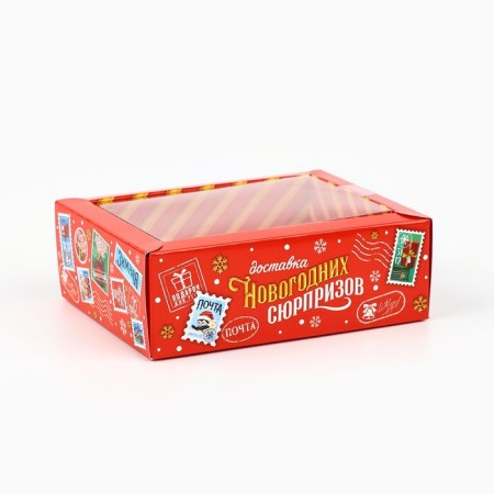 Folding box with a plastic lid "New Year's delivery", 11.5 x 9 x 4 cm, New Year-1