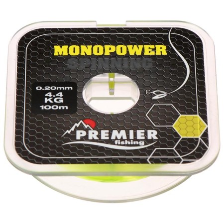 Premier Fishing Monopower Spinning Lines, diameter 0.2 mm, test 4.4 kg, 100 m, fluorescent yellow