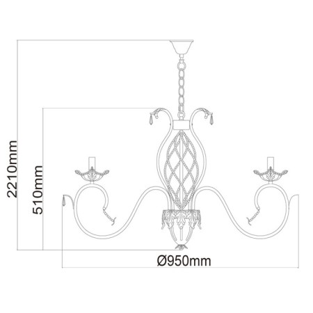Valencia chandelier, size 95x200x95 cm, 400W 10xe14 IP 20-5