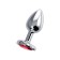 Anal plug, metal, silver, with a crystal of ruby ​​color, 7 cm, D 2.7 cm, 50 g