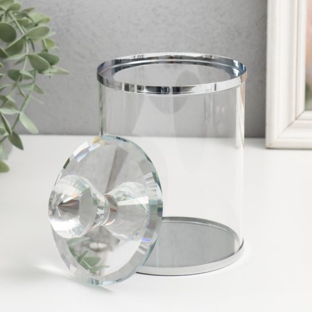 Casket glass with a metal rim "Crystalik" 10x10x17.5 cm-1