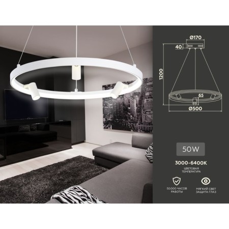 LED LED suspension with the Ambrella Light, Linetech, FL5281, LED, 50 W, 3750LUM, 3000-6400K, white color.-2