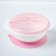 Set for feeding, 3 items: a bowl on a suction cup 400 ml, cover, spoon, pink sucker color, chick lid color
