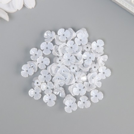 Beads for creativity plastic "Busy Hat" white with silver set of 50 pcs 1x1x0.5 cm-2