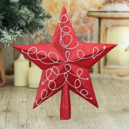 Tip "star" curls, 22x23 cm, white-red