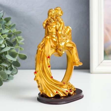 Polystone souvenir "Heart in love" Gold with red 15.5x10.5x6 cm-1