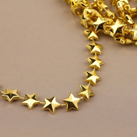 Beads on the threads "Stars", 10 mm, 2 m, gold color-1
