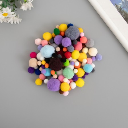 Decor for creativity "Pomponchiki. Bright colors" d = 1-3 cm set 135 pcs