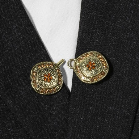 Cardigan clamp "Ethnos", brown color in black gold-2