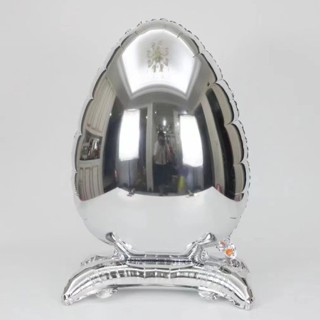 Foil ball 30 "Easter egg, on a stand, silver, under the air