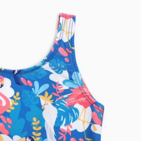Swimsuit is alleged, the color is blue/flamingos, height 122 cm-6