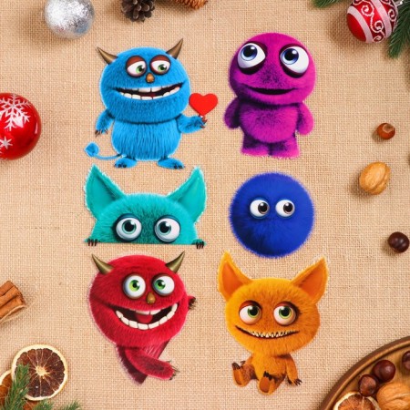 Set of stickers design "Funny monsters" 49.3x33.6cm-1