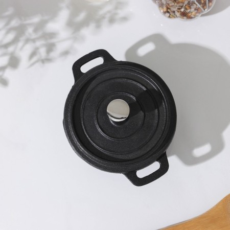 Cast iron pan Volcano, 13 × 10 × 6 cm, for serving, black color-2