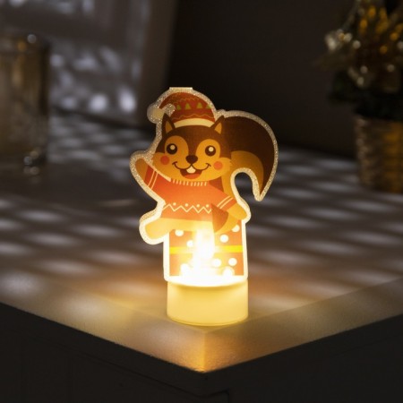 Light picture on the stand "Squirrel" 11 cm, batteries, glow warm white