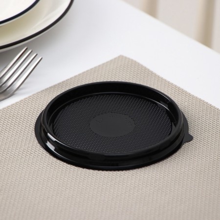 Container plastic disposable pr-S-85D, round, cover, D = 11 cm, black color, 65 pcs/un-6