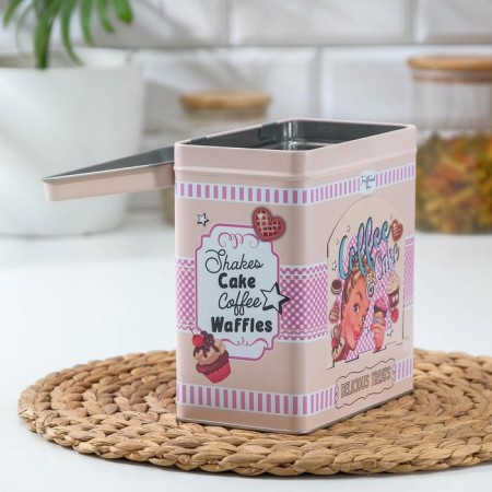 Bank for bulk products CAKE, 16 × 9.5 × 17.5 cm, with a window, pink color-2