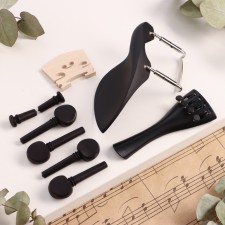 A set of violin accessories: stand, Kolki, chin, string holder, 3/4