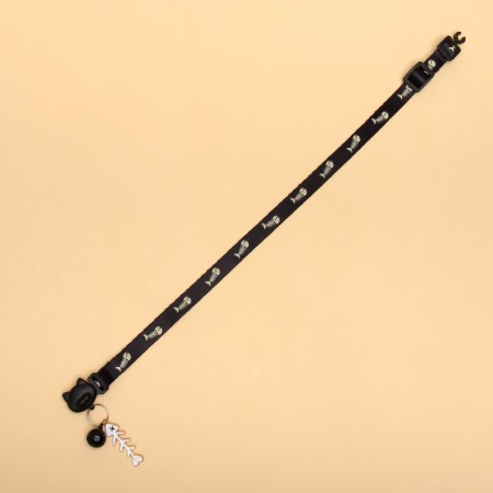 Fly collar "fish" luminous, with a bell and suspension, 30 x 1 cm, polyester, black-4