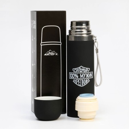 Thermos, 500 ml, sleeve "100 % man", with a mug, retains heat 10 hours, 6.5 x 24 cm